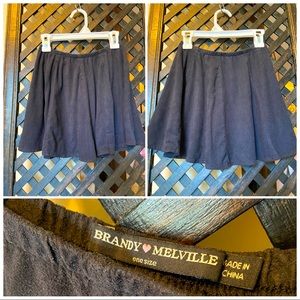 Brandy Melville Black Pleated Faux Suede Mini Skirt